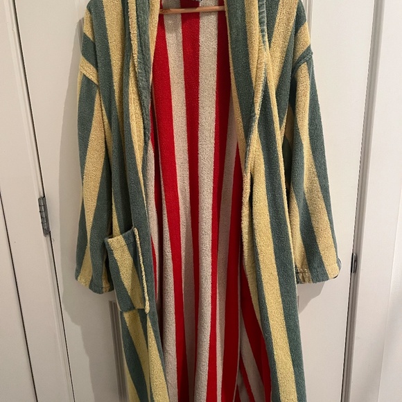 Dusen Dusen Bathrobe Lime Stripe Small - Picture 5 of 6